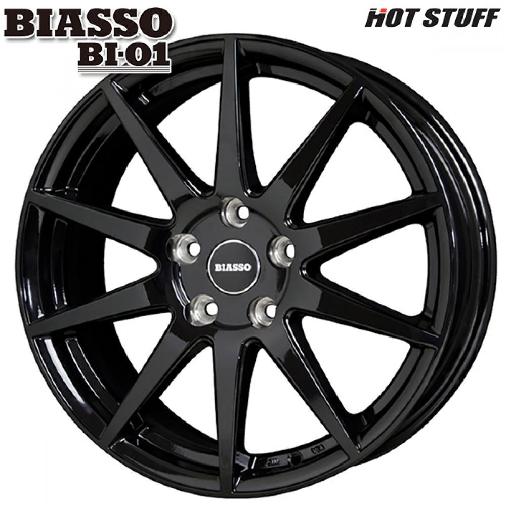 BIASSO ホイールタイヤセット15インチ ホットスタッフ ビアッソ BI-01 15インチ 5.5J 5H112 +45 グロス
